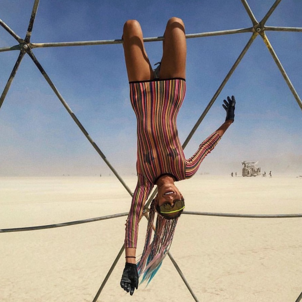 Rainbow fishnet dress